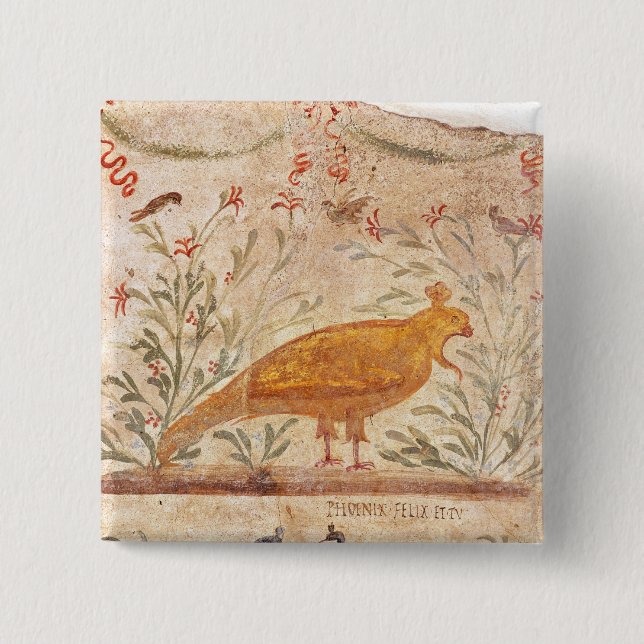 thermopolium  depicting phoenix and inscription pinback button (Front)