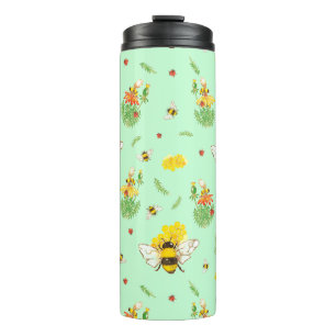 Thermos bottle with bees and beetles