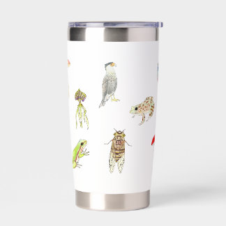 Thermos with watercolor illustrations of nature insulated tumbler