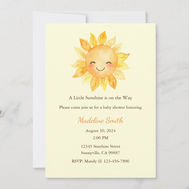 These a Little Sunsine is on the Way Invitations  (Front)