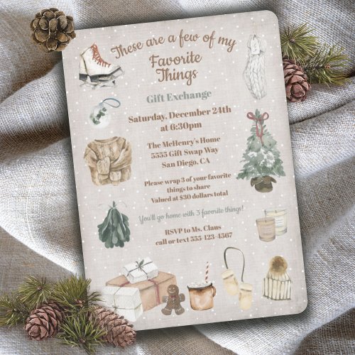 These are a few Favorite Things Gift Exchange Invitation