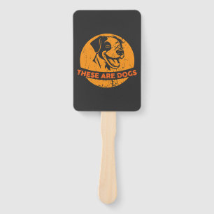 These Are Dogs Bold And Funny Retro Dog Lover Desi Hand Fan