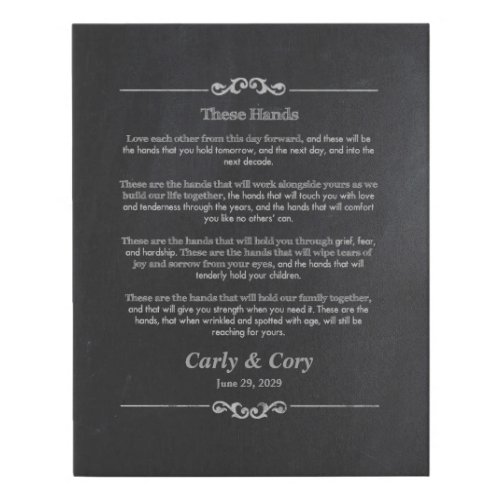 These Are The Hands Irish Wedding Vows Faux Canvas Print