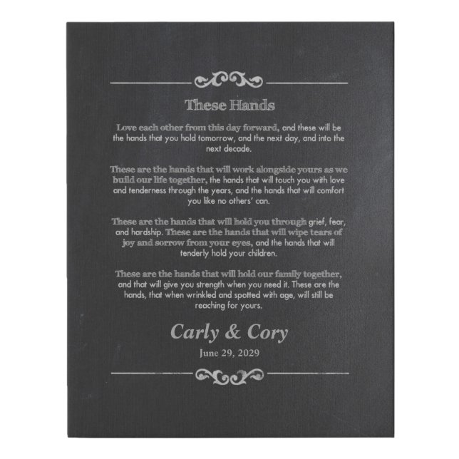 These Are The Hands Irish Wedding Vows Faux Canvas Print (Front)