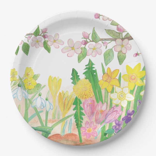 These Are the Spring Flowers that Radiate Joy   Paper Plates (Front)