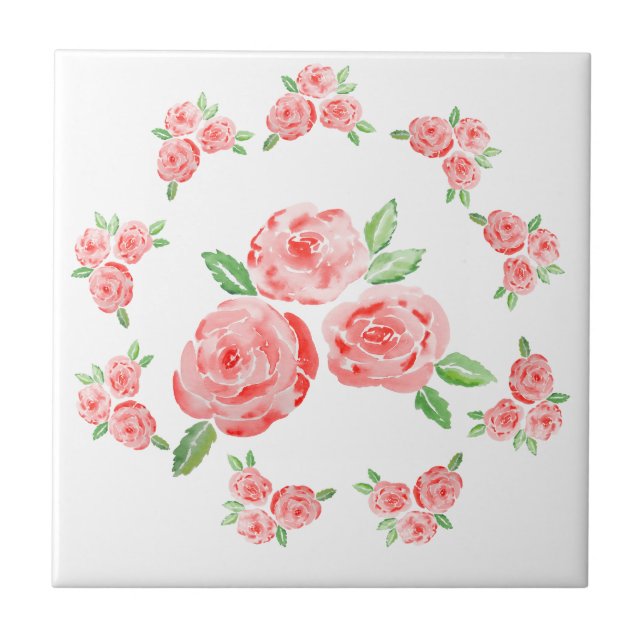 These are watercolor elegant roses ceramic tile (Front)