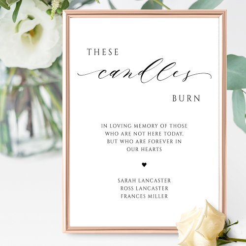 These Candles Burn In Memory Wedding Sign