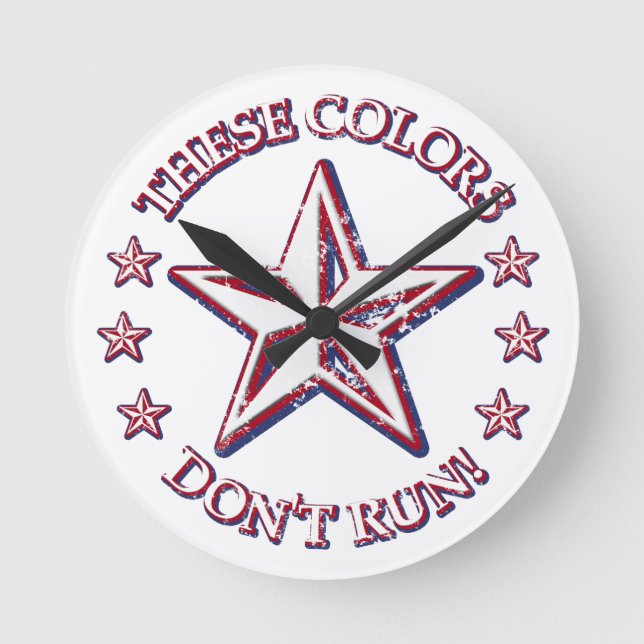 These Colors Don't Run! Star Round Clock (Front)