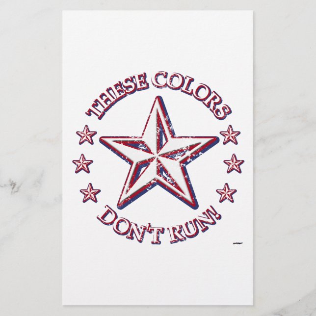 These Colors Don't Run! Star Stationery (Front)