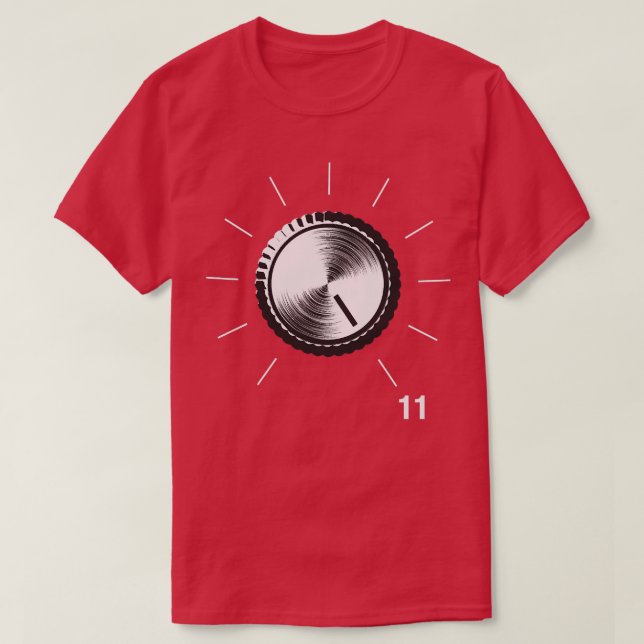 These Go To Eleven Volume Knob Guitar print T-Shirt (Design Front)