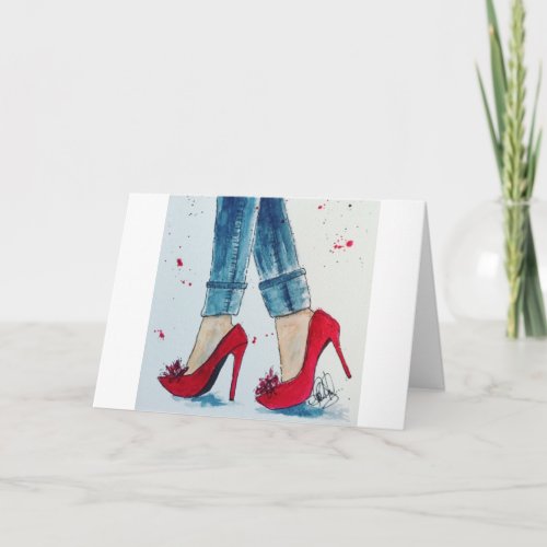 These Heels Were Made for Cat Walkin Notecard Blk