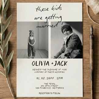 These Kids Are Getting Married Child Photo Wedding Invitation