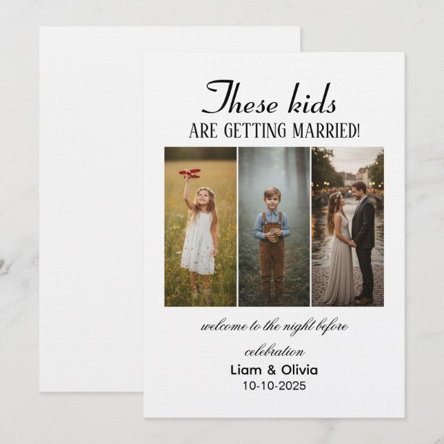 These Kids Are Getting Married & Rehearsal Dinner Invitation (Front/Back)