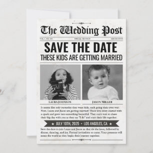 These Kids Are Getting Married Wedding Newspaper Holiday Card