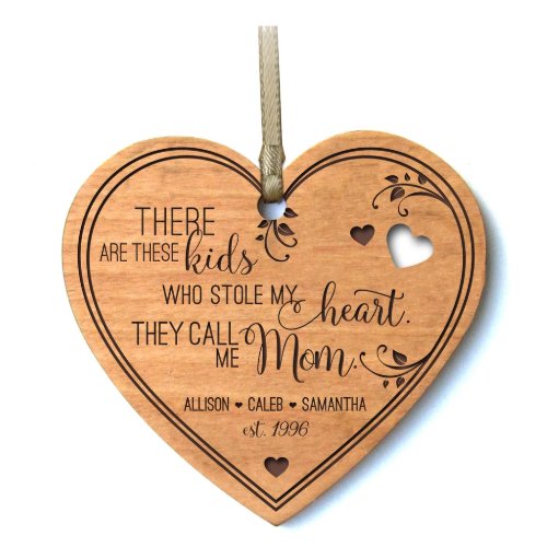 These Kids Call Me Mom Heart_Shaped Ornament 