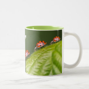 These little ladybugs grant a lucky day! Two-Tone Coffee Mug