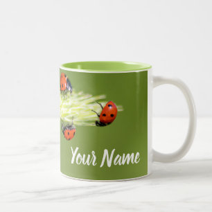These little ladybugs grant a lucky day! Two-Tone Coffee Mug