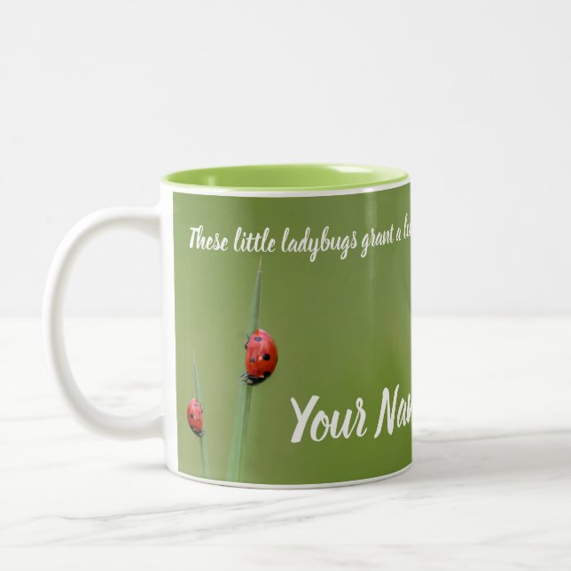 These little ladybugs grant a lucky day! Two-Tone  Two-Tone Coffee Mug (Left)