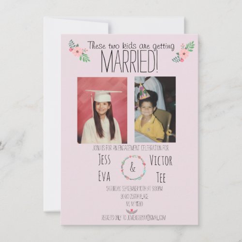 These two kids are getting married invitation