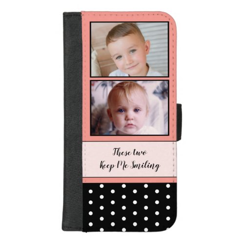 These two smiling polka dots photo coral black iPhone 87 plus wallet case