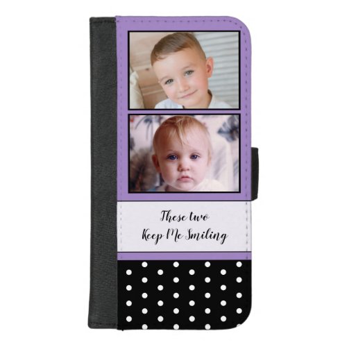 These two smiling polka dots photo purple black iPhone 87 plus wallet case