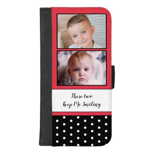 These two smiling polka dots photo red black iPhone 87 plus wallet case