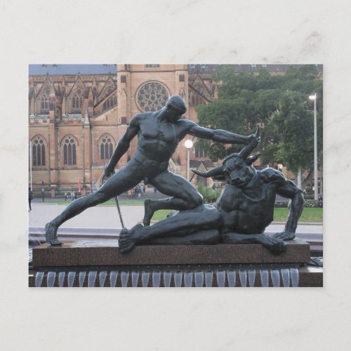 Theseus and the Minotaur Statue Postcard