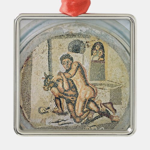 Theseus wrestling with the Minotaur Metal Ornament