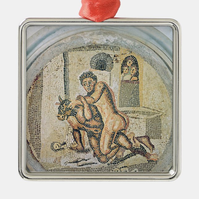 Theseus wrestling with the Minotaur Metal Ornament (Front)