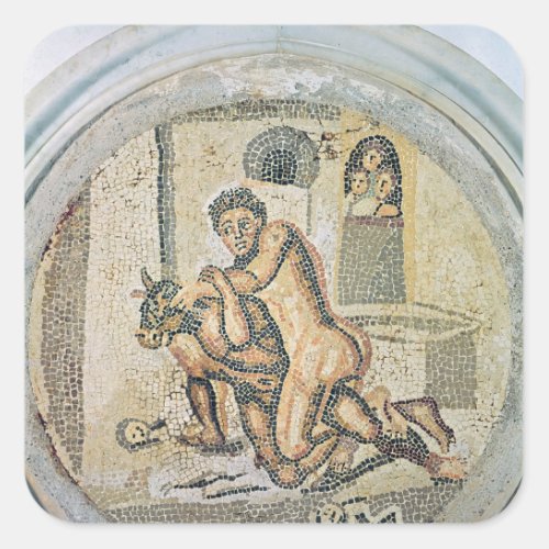 Theseus wrestling with the Minotaur Square Sticker