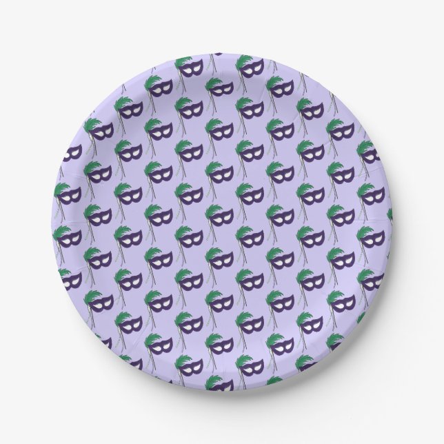 Thespian Drama Theatre Masquerade Mask Mardi Gras Paper Plates (Front)