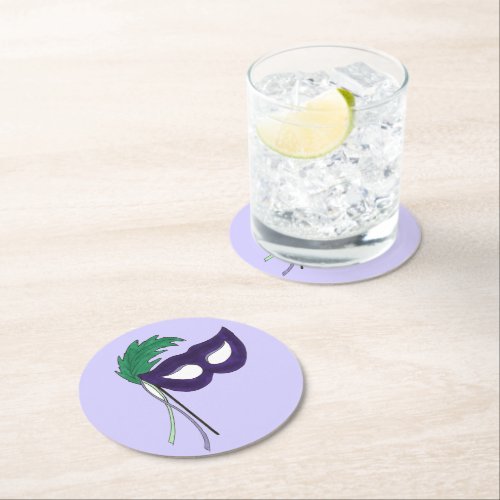 Thespian Drama Theatre Masquerade Mask Mardi Gras Round Paper Coaster