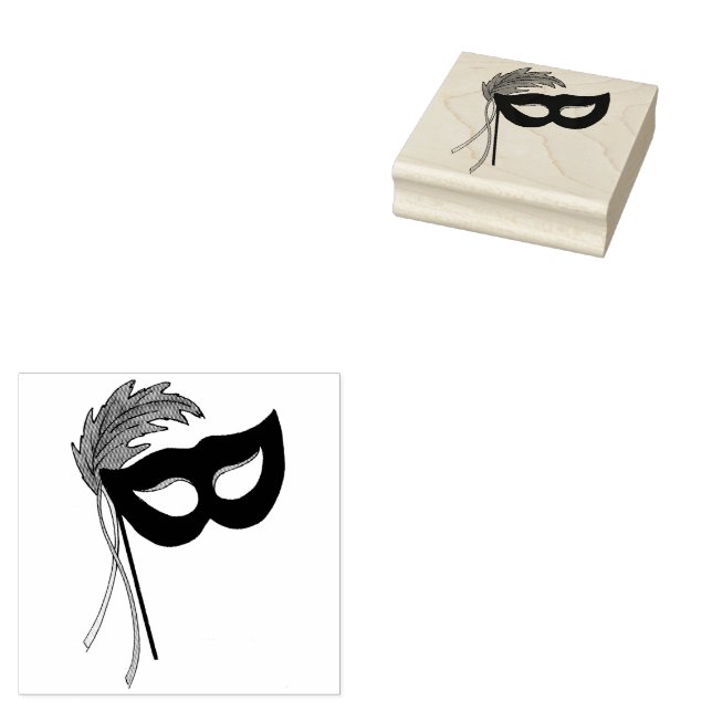 Thespian Drama Theatre Masquerade Mask Mardi Gras Rubber Stamp (Stamped)
