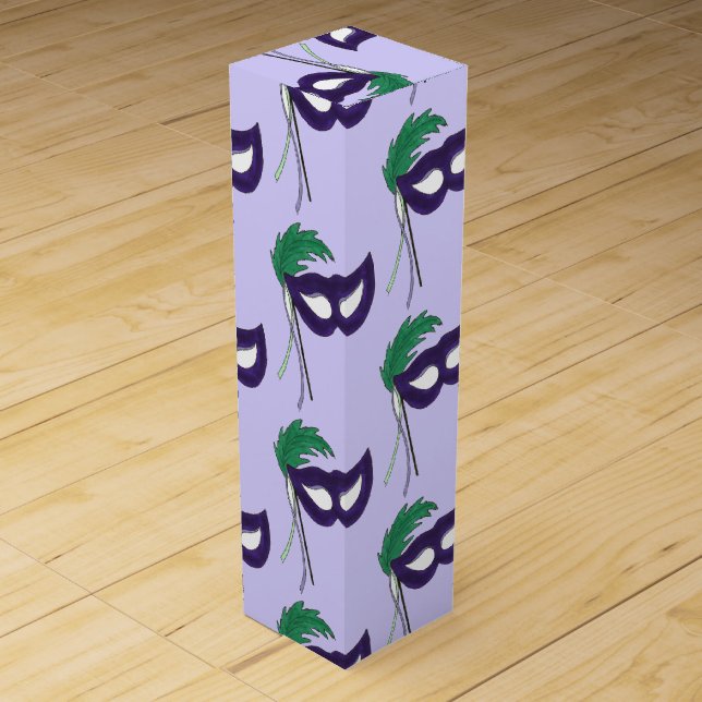 Thespian Drama Theatre Masquerade Mask Mardi Gras Wine Box (Front)