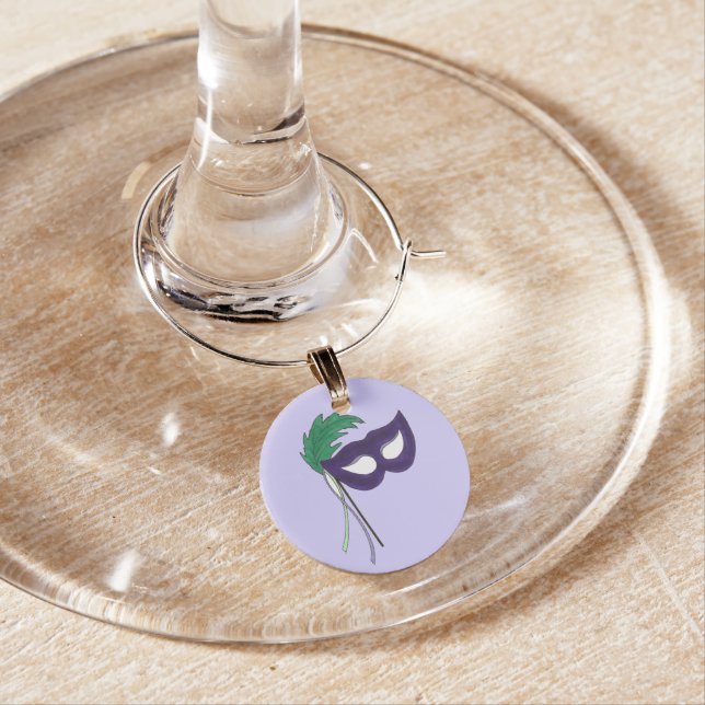 Thespian Drama Theatre Masquerade Mask Mardi Gras Wine Charm (In Situ)