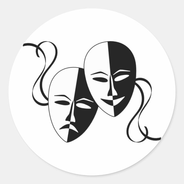Thespian Masks Classic Round Sticker (Front)
