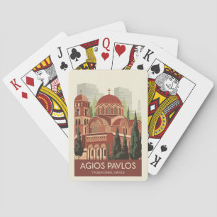 Thessaloniki Agios Pavlos Travel Art Vintage Poker Cards