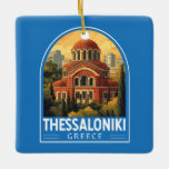 Thessaloniki Greece Agios Pavlos Travel Art Retro Ceramic Ornament<br><div class="desc">Thessaloniki retro vector travel design. Thessaloniki is a Greek port city on the Thermaic Gulf of the Aegean Sea.</div>