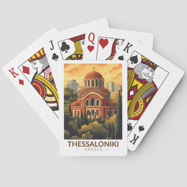 Thessaloniki Greece Agios Pavlos Travel Art Retro Poker Cards (Back)