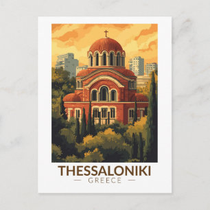 Thessaloniki Greece Agios Pavlos Travel Art Retro Postcard