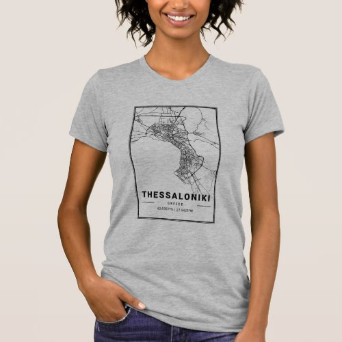 Thessaloniki Greece City Map  Minimalist Art  T_Shirt