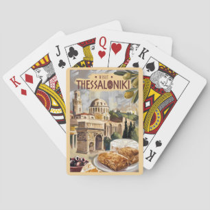 Thessaloniki Greece Painterly Travel Art Vintage Poker Cards