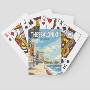 Thessaloniki Greece Travel Art Vintage Poker Cards