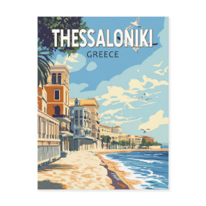 Thessaloniki Greece Travel Art Vintage Postcard