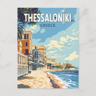 Thessaloniki Greece Travel Art Vintage Postcard