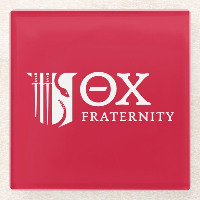 Theta Chi Fraternity Emblem & Greek Letters Logo Glass Coaster (Front)