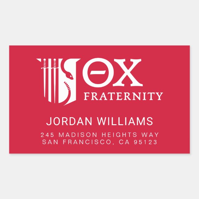 Theta Chi Fraternity Emblem & Greek Letters Logo Rectangular Sticker (Front)