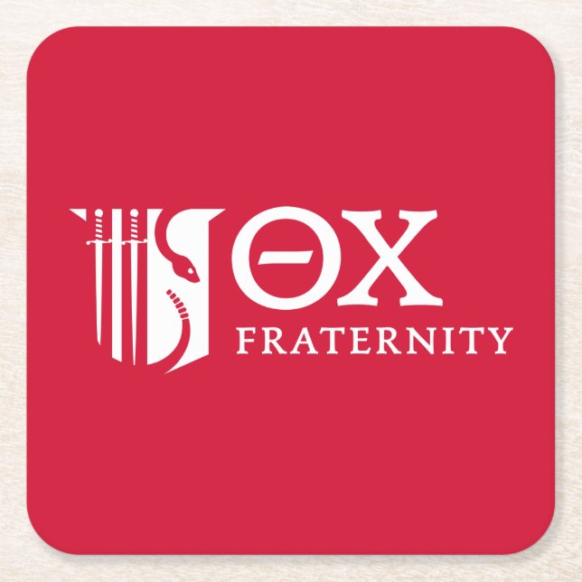 Theta Chi Fraternity Emblem & Greek Letters Logo Square Paper Coaster (Front)