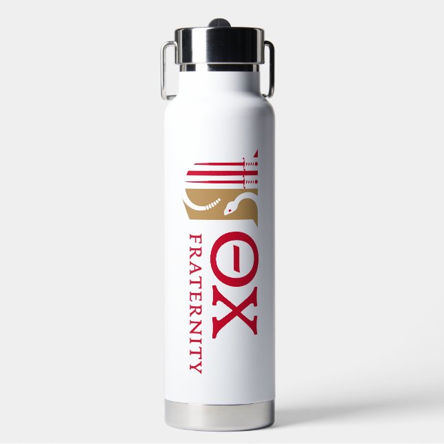 Theta Chi Fraternity Emblem & Greek Letters Logo Water Bottle (Front)
