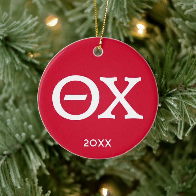Theta Chi Fraternity Greek Letters Ceramic Ornament (Tree)